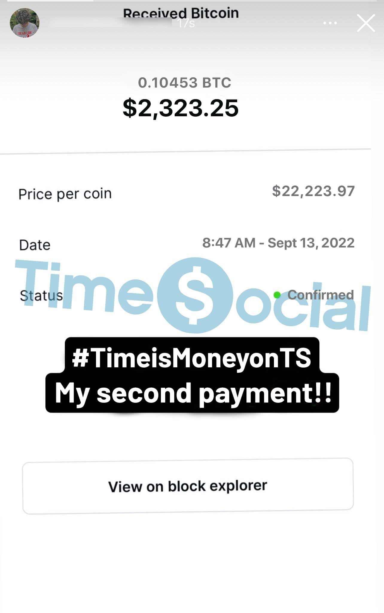 Timesocial payment proof